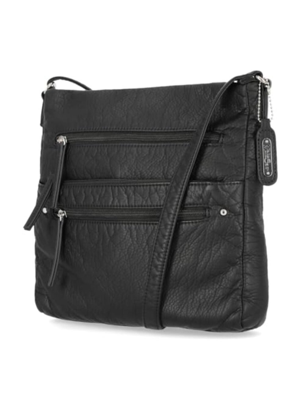 Vegan Leather Crossbody Messenger Bag with Multiple Pockets